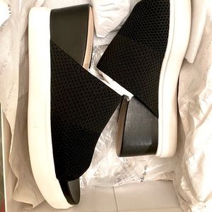 Alex Marie Stretch-knit Sock Wedges in black.